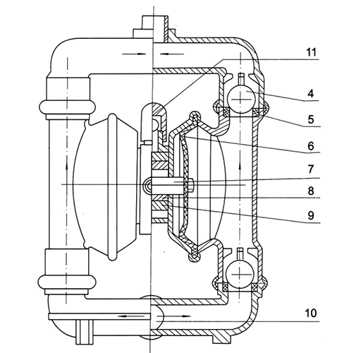 A diagram about structure of a diaphragm pump